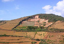 Sparse mountain showing soil erosion